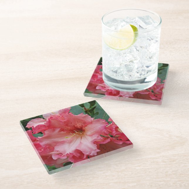 Dessous-de-verre En Verre Floral rose Rhododendron (Incliné)