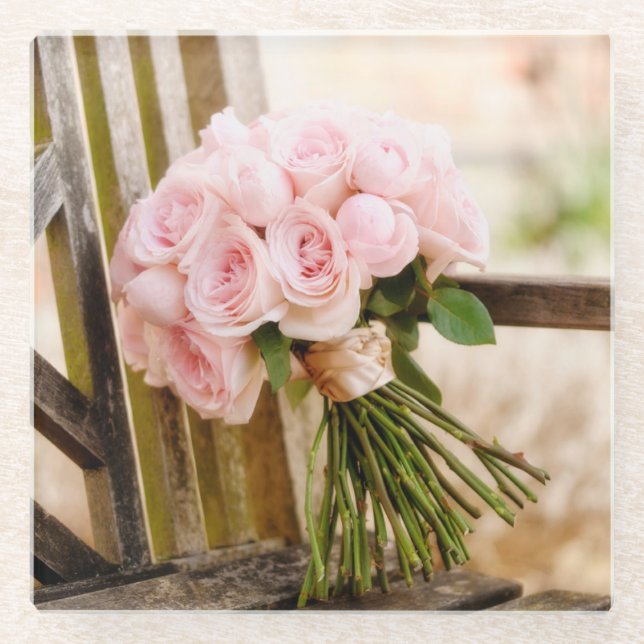 Dessous-de-verre En Verre Flowers | Pink Rose Bouquet (Devant)