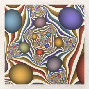 Dessous-de-verre En Verre Flying Up Colorful Moderne Art Fractal Abstrait
