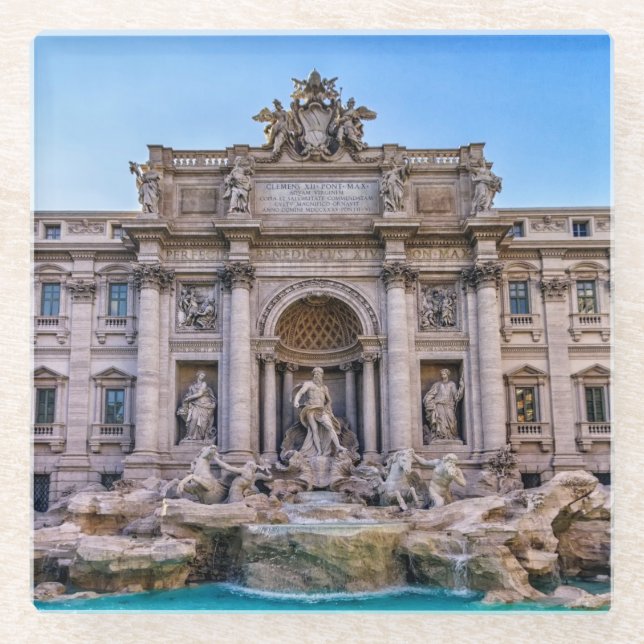 Dessous-de-verre En Verre Fontaine de TREVI, Roma, Italie (Devant)