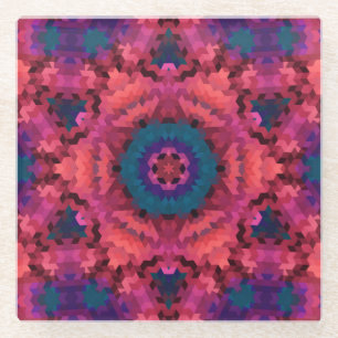 Dessous-de-verre En Verre formes arrondies mandala kaléidoscope Abstraites