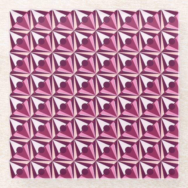 Dessous-de-verre En Verre Formes magenta (Devant)