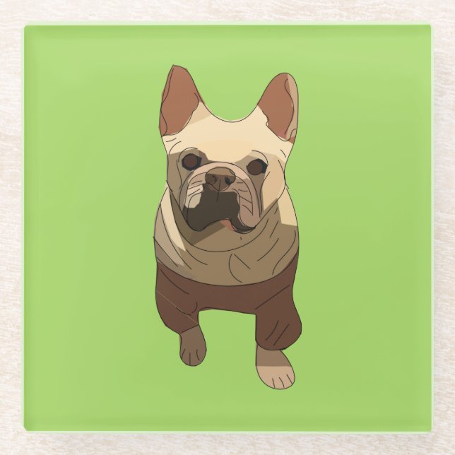 Dessous-de-verre En Verre French Bulldog, Lime Green (Devant)
