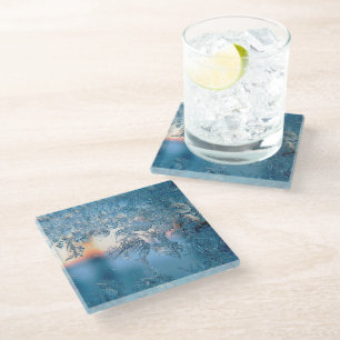 Dessous-de-verre En Verre Froid d'hiver au soleil sur le verre