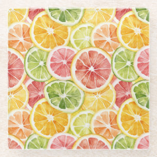 Dessous-de-verre En Verre Fruits Citriques Lime Citron Orange Pamplemousse