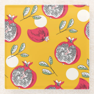 Dessous-de-verre En Verre Fruits de grenat : Motif Vintage à main.
