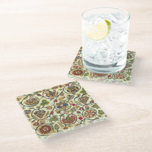 Dessous-de-verre En Verre Fruits et fleurs de broderie