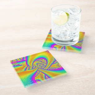Dessous-de-verre En Verre Funkidelic Dichroic Fused Glass Fractal