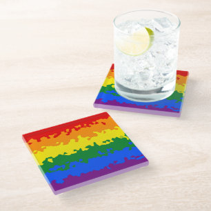 Dessous-de-verre En Verre Funky Boho Abstrait Gay Rainbow Mosaic Pride Drape