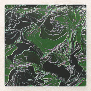 Dessous-de-verre En Verre Funky Green Camo