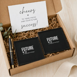 Dessous-de-verre En Verre 'Futur Millionnaire' Ambition Noir & Blanc