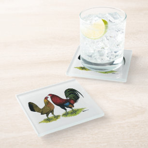 Dessous-de-verre En Verre Gamefowl Pair