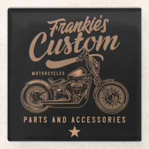 Dessous-de-verre En Verre Garage de motocyclette Bobber personnalisé