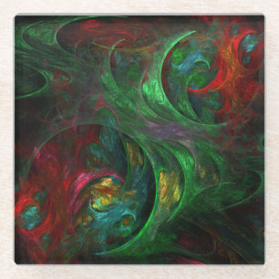 Dessous-de-verre En Verre Genesis Green Art Abstrait