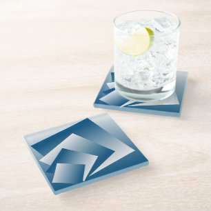 Dessous-de-verre En Verre Géométrie bleu sarcelle