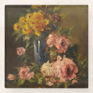 Dessous-de-verre En Verre Georges Jeannin Fleur Vintage Vie morte