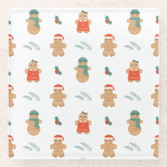 Dessous-de-verre En Verre Gingerbread Cookie Motif de Noël (Devant)