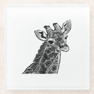 Dessous-de-verre En Verre girafe noir et gris Dessous de verre en verre