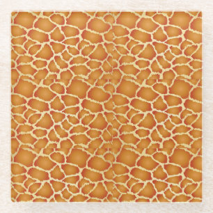 Dessous-de-verre En Verre Giraffe Skin Golden Brown Texture