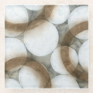 Dessous-de-verre En Verre Globes blancs et cercles Brown