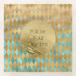 Dessous-de-verre En Verre Gold Aqua Diamonds Dream