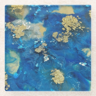 Dessous-de-verre En Verre Gold Blue luxe