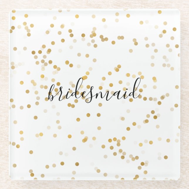 Dessous-de-verre En Verre Gold Glam Confetti Bridesmaid (Devant)