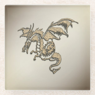 Dessous-de-verre En Verre Golden Dragon