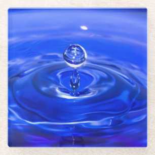 Dessous-de-verre En Verre Gouttelette d'eau bleue fraîche