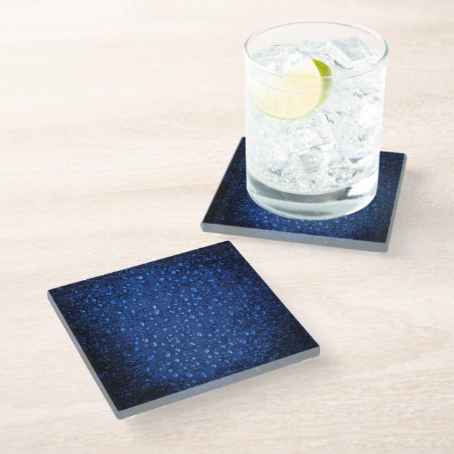 Dessous-de-verre En Verre Gouttes bleues rustiques (Incliné)