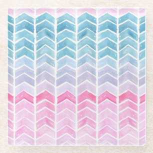 Dessous-de-verre En Verre Gradient Chevron : Aquarelle Motif Herringbone.
