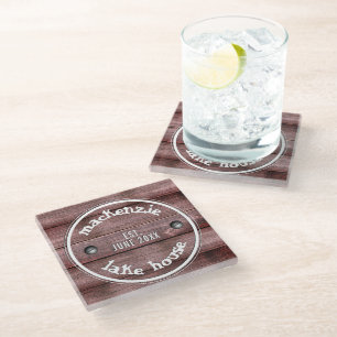 Dessous-de-verre En Verre Gravure de clôture Patinée en bois rustique