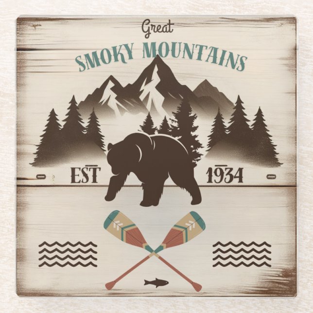 Dessous-de-verre En Verre Great Smoky Mountains, TN ours (Devant)