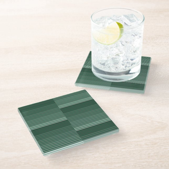 Dessous-de-verre En Verre Green, Gray, Black, White Stripes (Incliné)