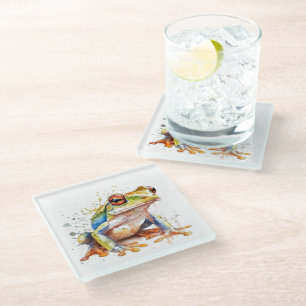 Dessous-de-verre En Verre Grenouille d'or azur