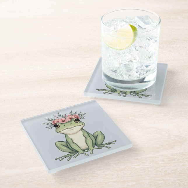 Dessous-de-verre En Verre Grenouille florale géante (Incliné)