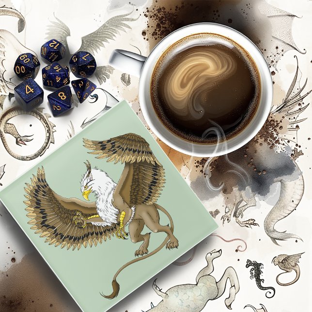 Dessous-de-verre En Verre Griffin Imaginaire Griffin Mythologie (Créateur téléchargé)