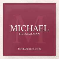 Groomsmans personnalisés en rouge bordeaux