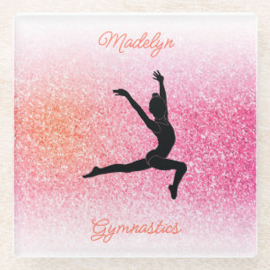 Dessous-de-verre En Verre Gymnastique fille en Gymnaste Léotard rose Tangeri