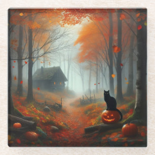 Dessous-de-verre En Verre Halloween/Automne/Automne/citrouille/chat