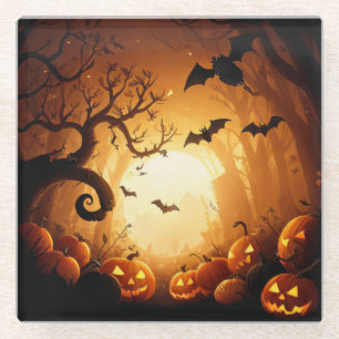 Dessous-de-verre En Verre Halloween/chauve-souris/Citrouille/automne