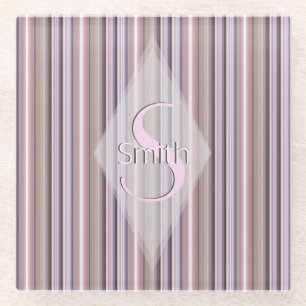 Dessous-de-verre En Verre HAMbWG - Bande rose Art nouveau avec monogramme