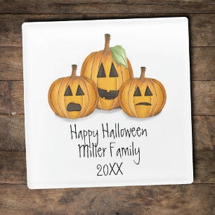 Dessous-de-verre En Verre Happy Halloween Citrouilles orange personnalisé