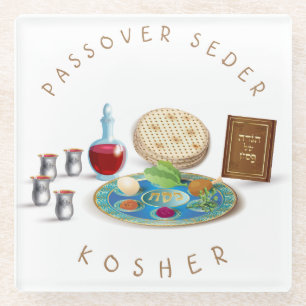 Dessous-de-verre En Verre Happy SEDER Kosher Pesach Plaque