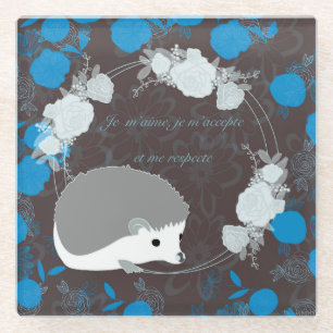 Dessous-de-verre En Verre hérisson, fleur de vie, bleu, mandala,zen,chakra