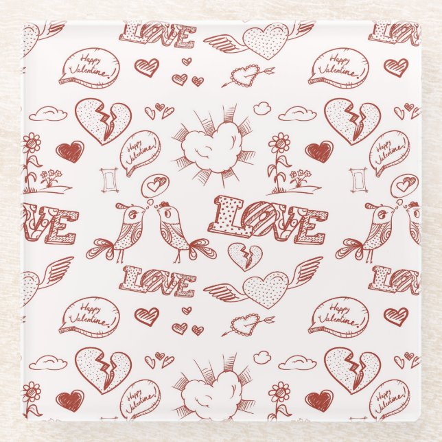Dessous-de-verre En Verre Heureuse Sainte-Valentin (Devant)