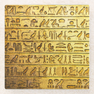 Dessous-de-verre En Verre Hiéroglyphes égyptiens anciens Jaune