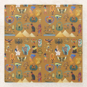 Dessous-de-verre En Verre Hiéroglyphique égyptien ancien -Hiéroglyphie Motif
