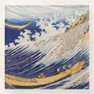 Dessous-de-verre En Verre Hokusai Ocean Waves Sea Boats