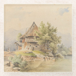 Dessous-de-verre En Verre Holzhütte am See - Carl Lafite